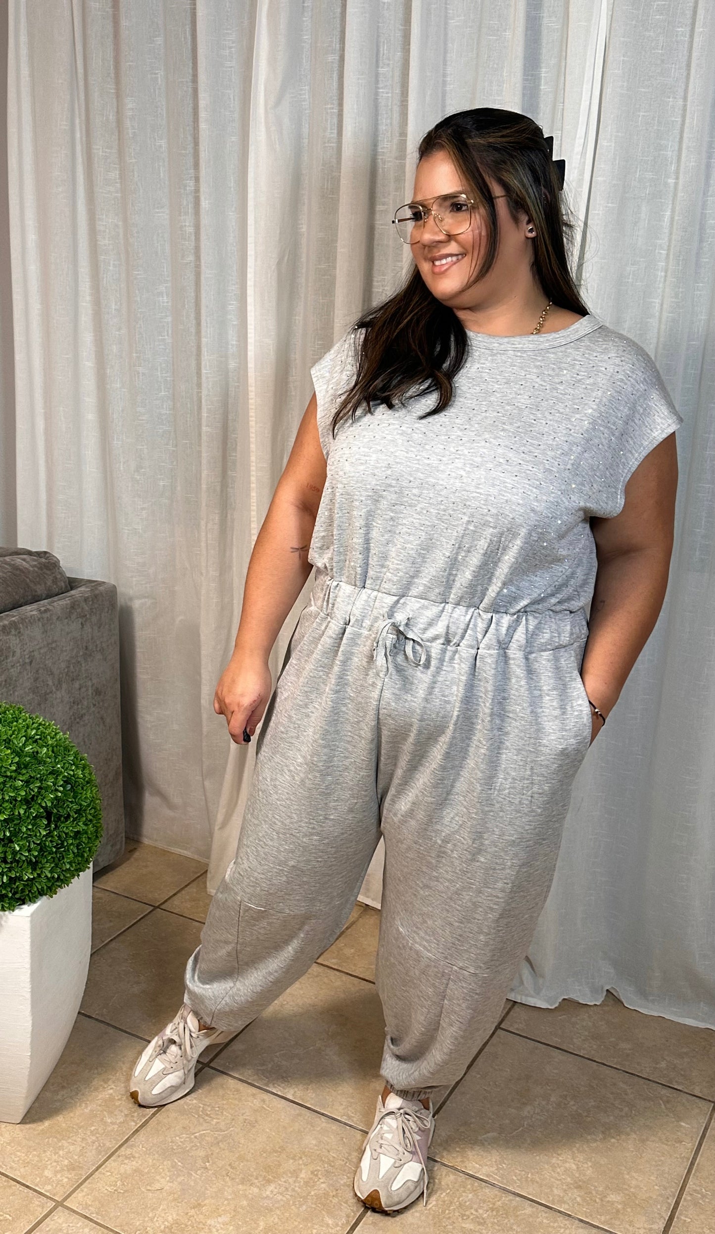 Rhinestones Jogger Jumpsuit