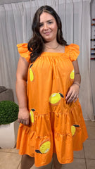 Orange Limones Mini Dress