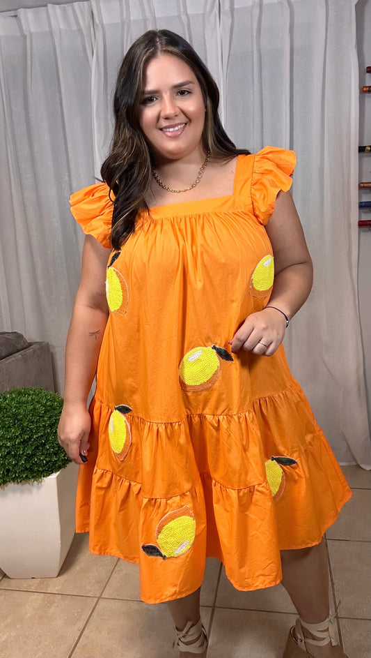 Orange Limones Mini Dress